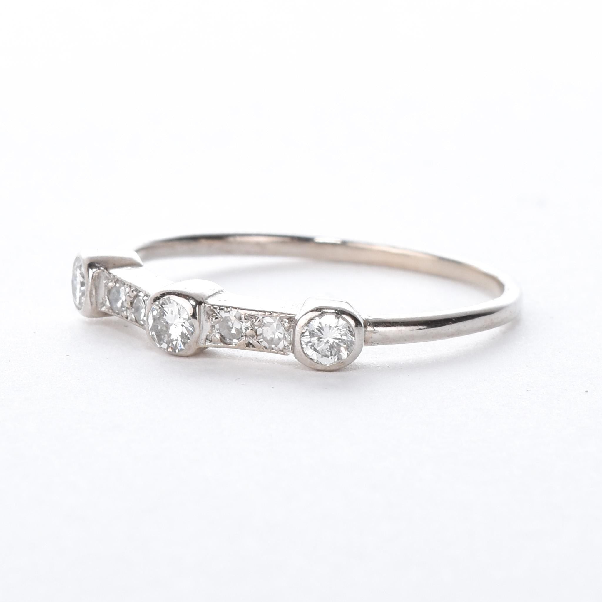 14K White Gold Multi-Diamond Bezel-Set Engagement Ring