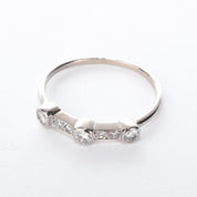 14K White Gold Multi-Diamond Bezel-Set Engagement Ring