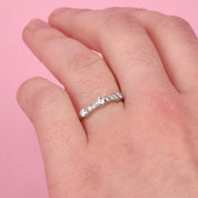 14K White Gold Multi-Diamond Bezel-Set Engagement Ring