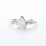 14K White Gold Pear-Cut Natural Diamond Engagement Ring