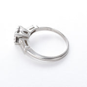 Platinum Brilliant Cut Diamond Two-Baguette Engagement Ring