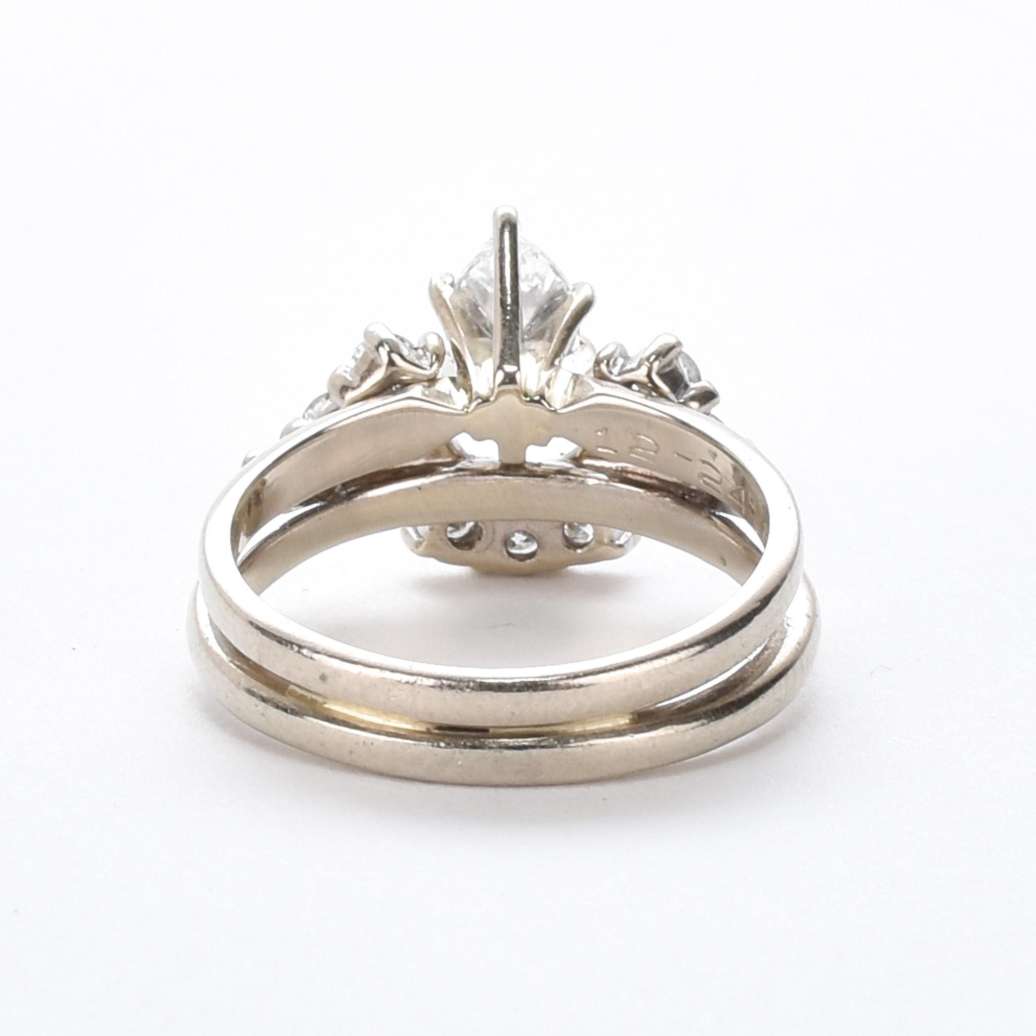 1980's 14K Gold Natural Marquise Diamond Engagement Ring