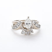 1980's 14K Gold Natural Marquise Diamond Engagement Ring