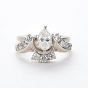1980's 14K Gold Natural Marquise Diamond Engagement Ring