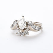 1980's 14K Gold Natural Marquise Diamond Engagement Ring
