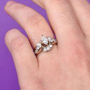 1980's 14K Gold Natural Marquise Diamond Engagement Ring