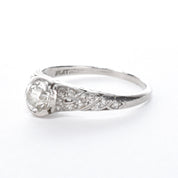 Platinum Natural .70 CT Round Cut Carved Engagement Ring