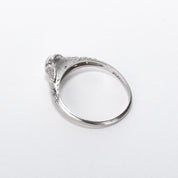 Platinum Natural .70 CT Round Cut Carved Engagement Ring