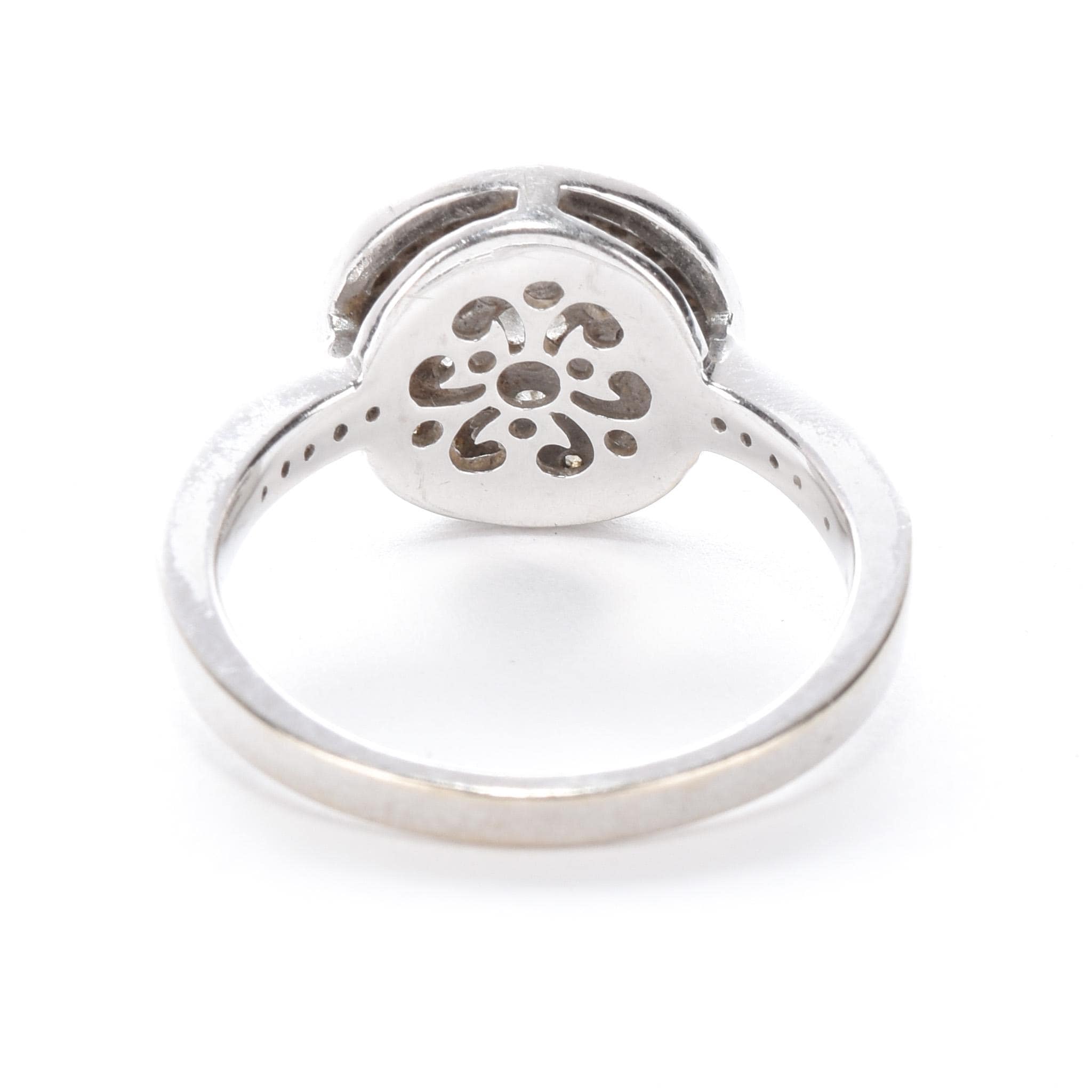 14K White Gold Diamond Cluster Halo Ring