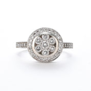 14K White Gold Diamond Cluster Halo Ring
