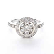 14K White Gold Diamond Cluster Halo Ring