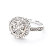 14K White Gold Diamond Cluster Halo Ring