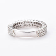 14K White Gold Two-Row Natural Diamond Ring