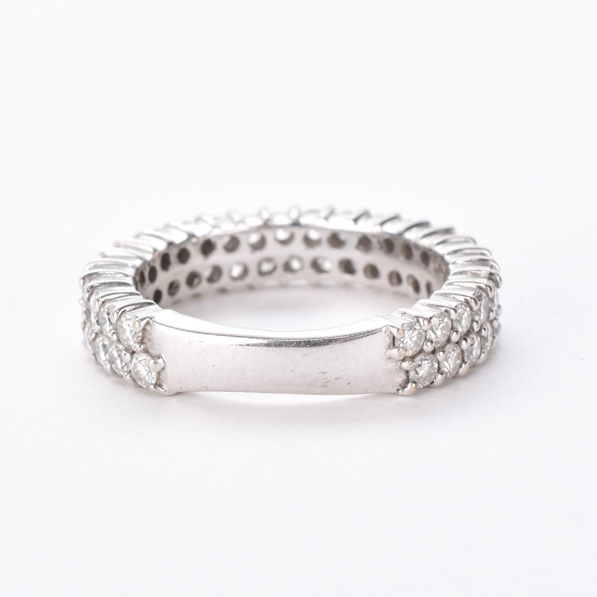 14K White Gold Two-Row Natural Diamond Ring