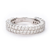 14K White Gold Two-Row Natural Diamond Ring