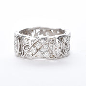 Platinum Thirty-Two Diamond Carved Eternity Band