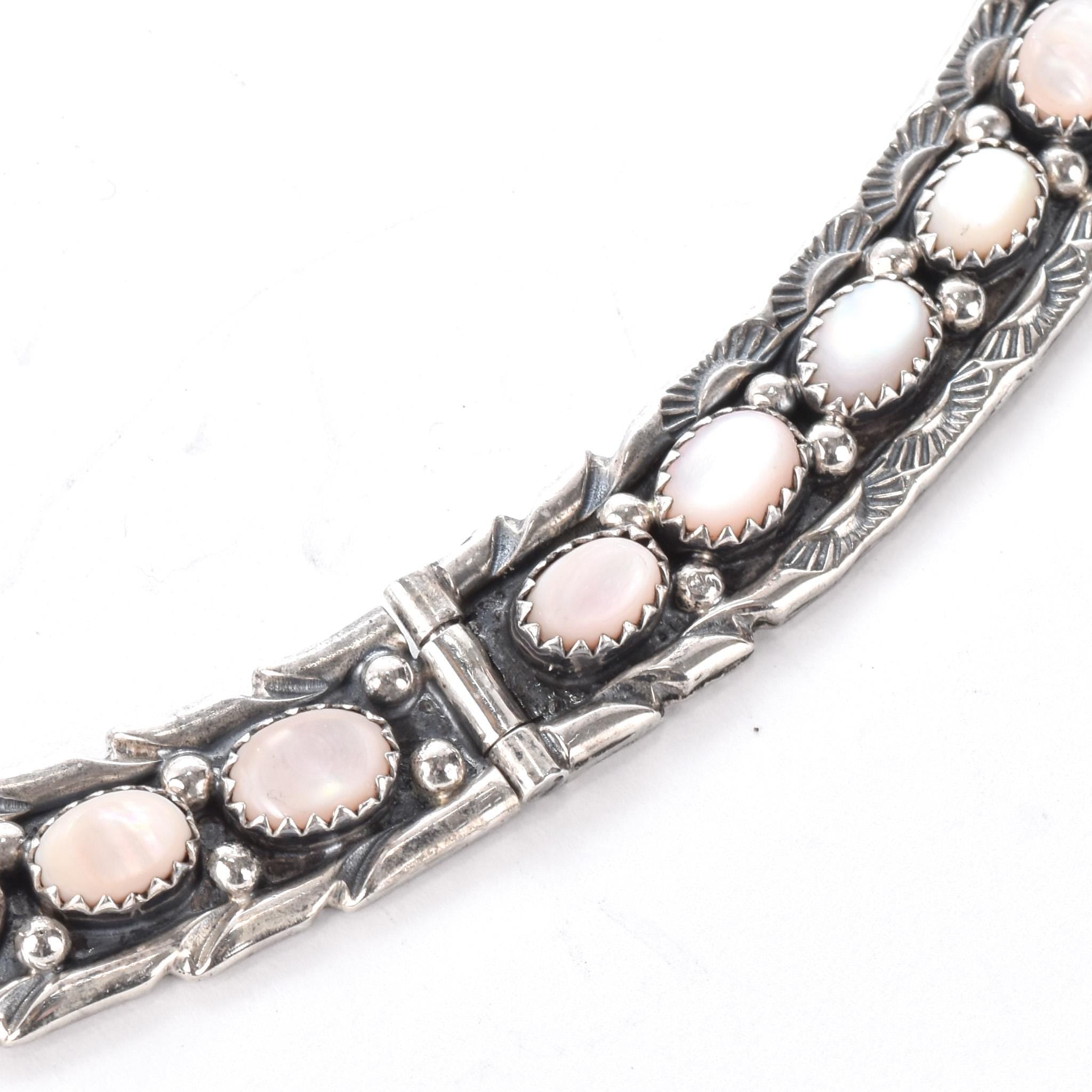 Navajo Sterling Silver and Pink Mother of Pearl Necklace