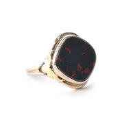 Vintage 14K Two-Tone White Gold Bloodstone Signet Ring, Size 3 1/4