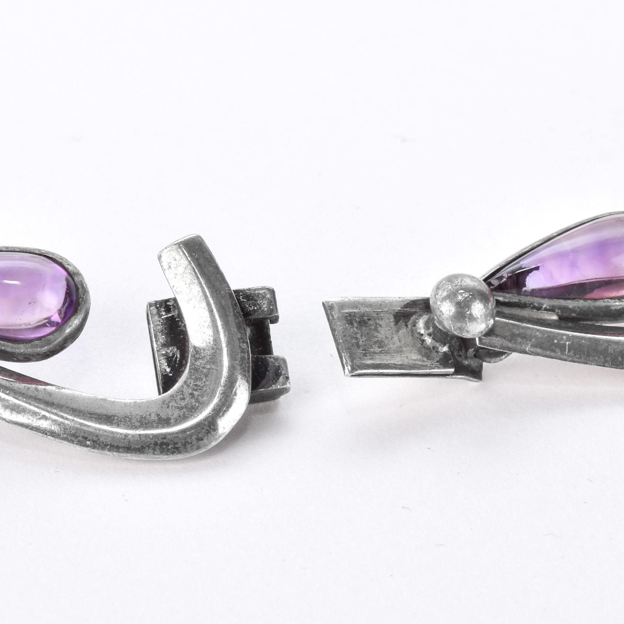 Antonia Pineda 970 Silver and Amethyst Cabochon Modernist Choker Necklace