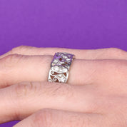 Platinum Thirty-Two Diamond Carved Eternity Band