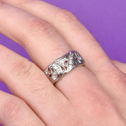 Platinum Thirty-Two Diamond Carved Eternity Band