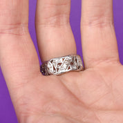 Platinum Thirty-Two Diamond Carved Eternity Band