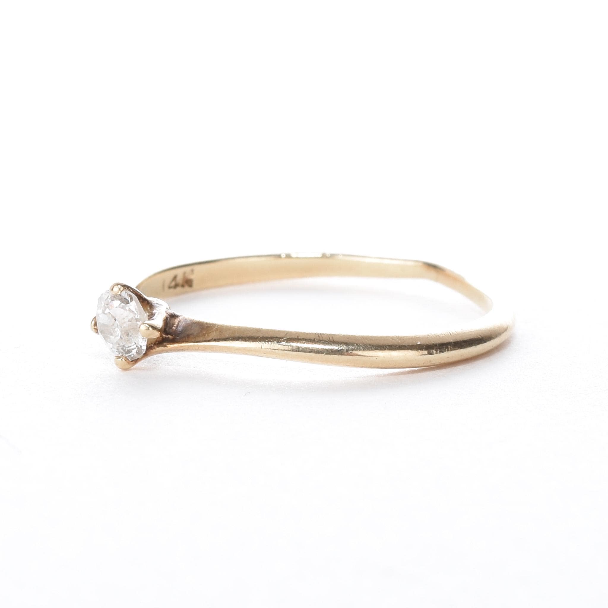 14K Gold Solitaire Natural Diamond Bypass Engagement Ring
