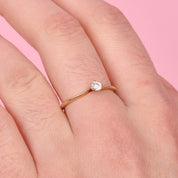 14K Gold Solitaire Natural Diamond Bypass Engagement Ring
