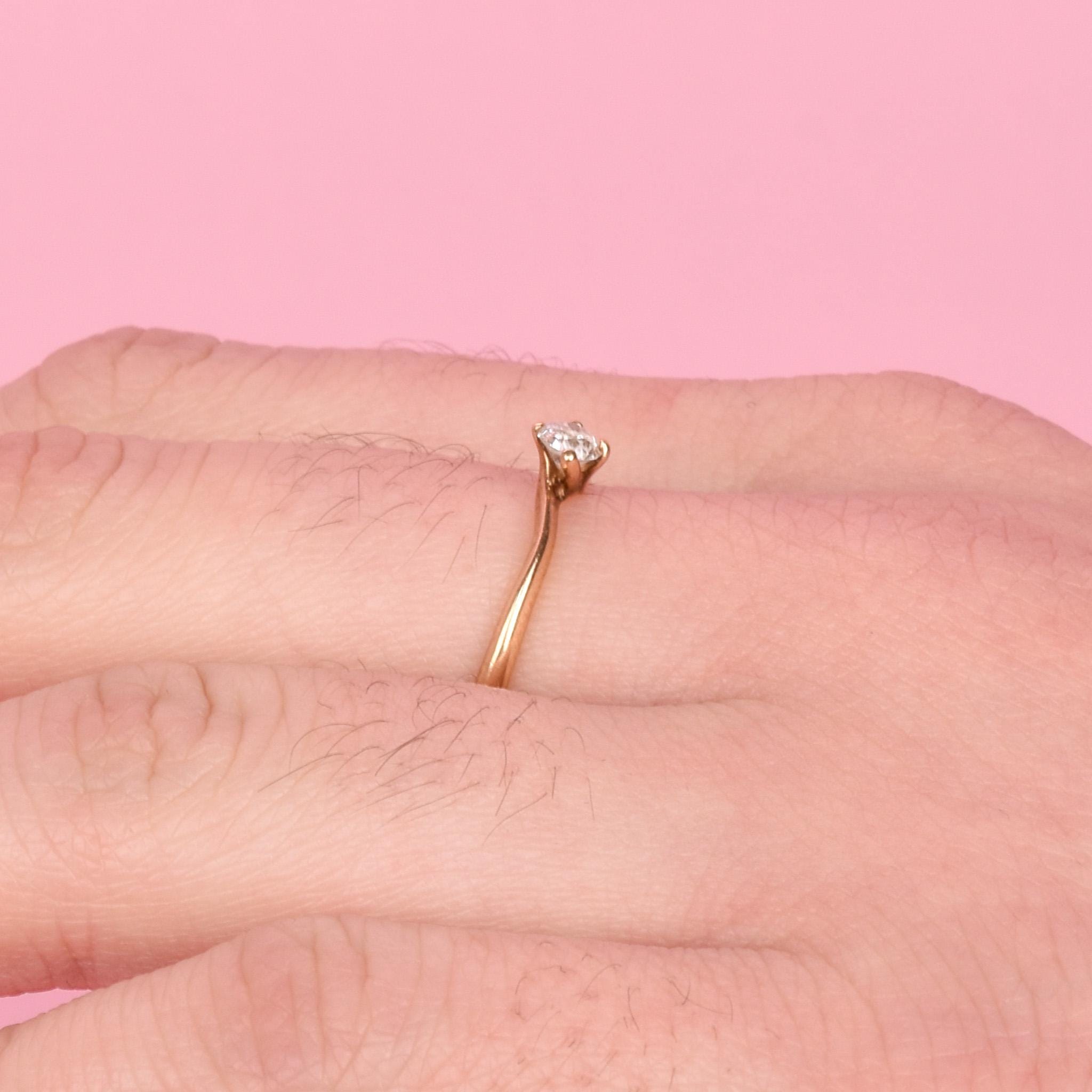 14K Gold Solitaire Natural Diamond Bypass Engagement Ring
