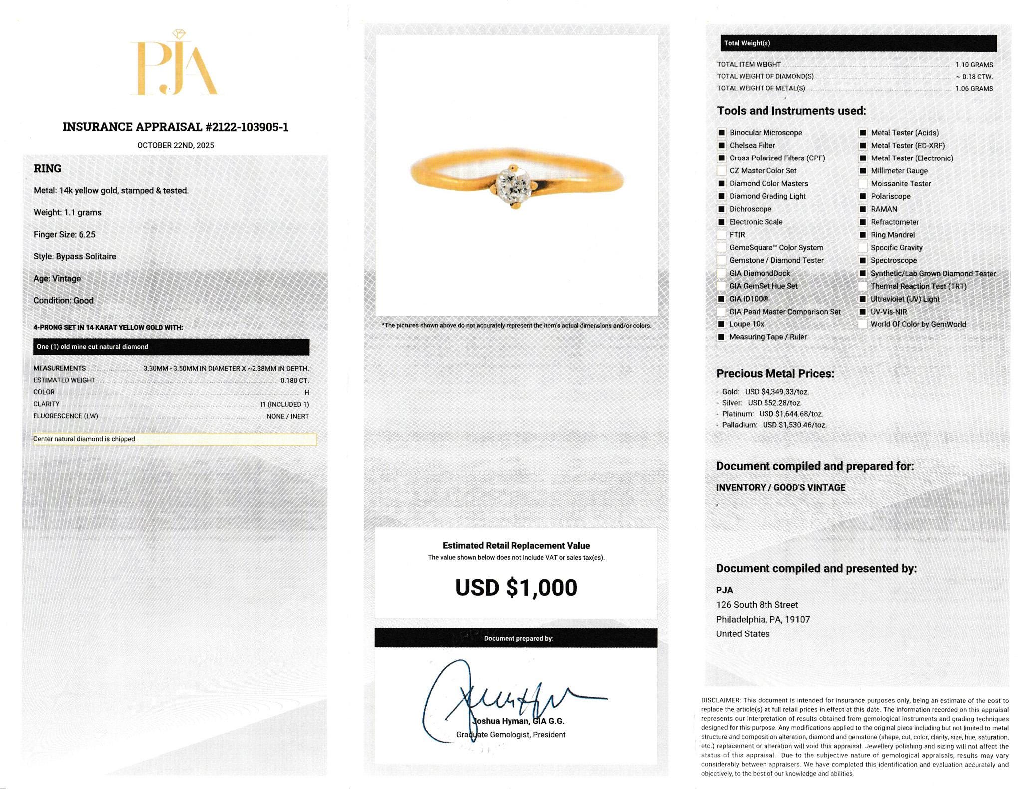14K Gold Solitaire Natural Diamond Bypass Engagement Ring