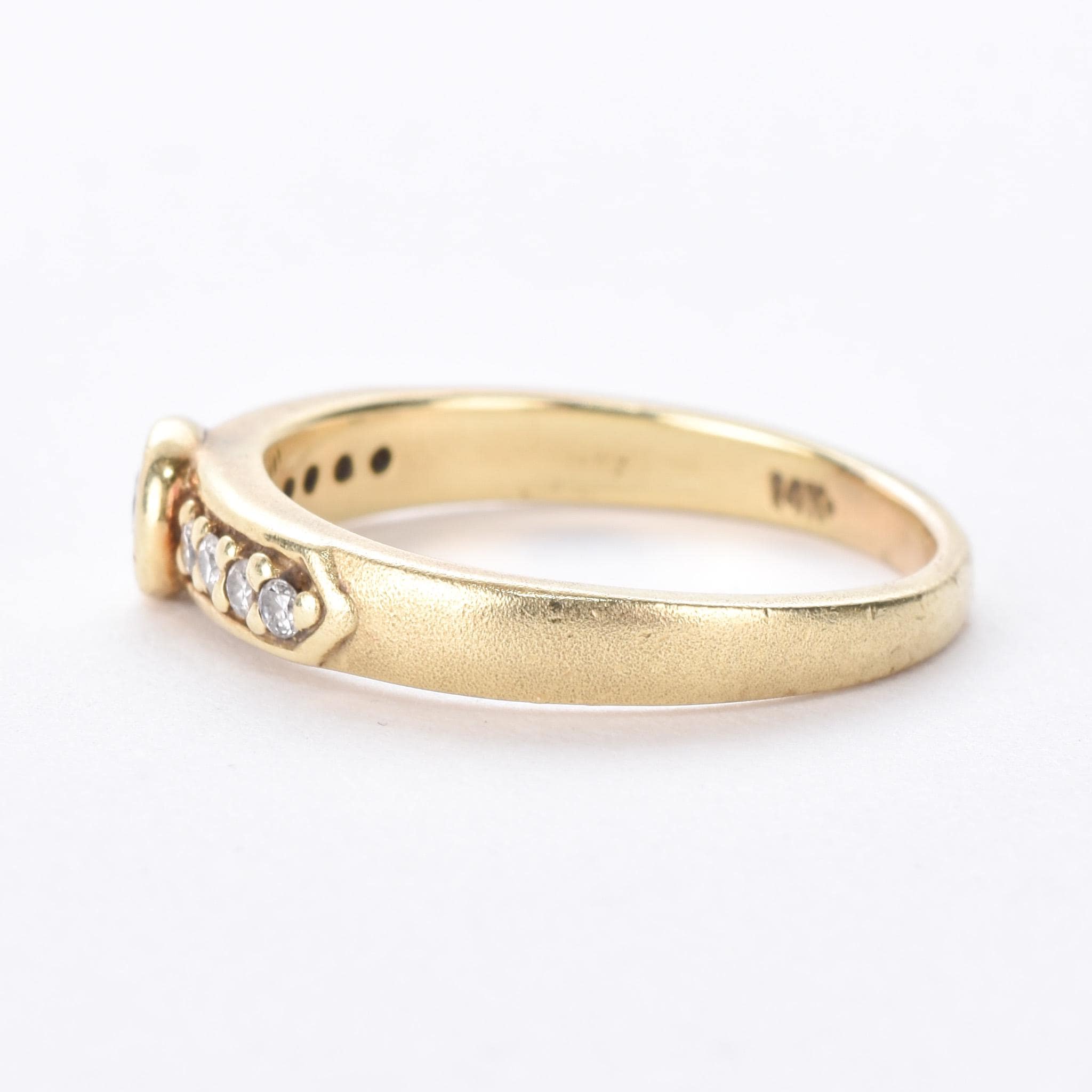 14K Gold Bezel-Set Multi-Diamond Engagement Ring