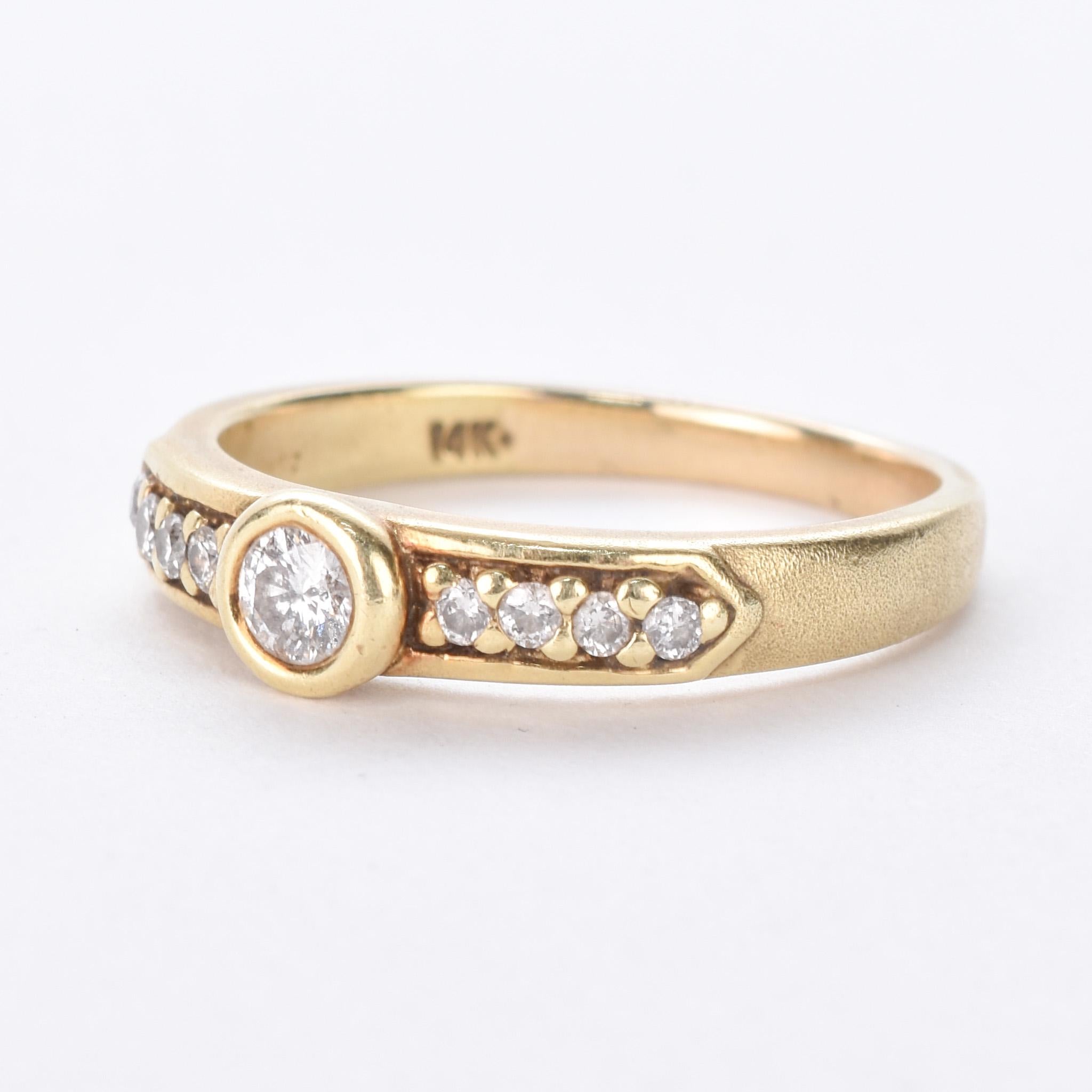 14K Gold Bezel-Set Multi-Diamond Engagement Ring