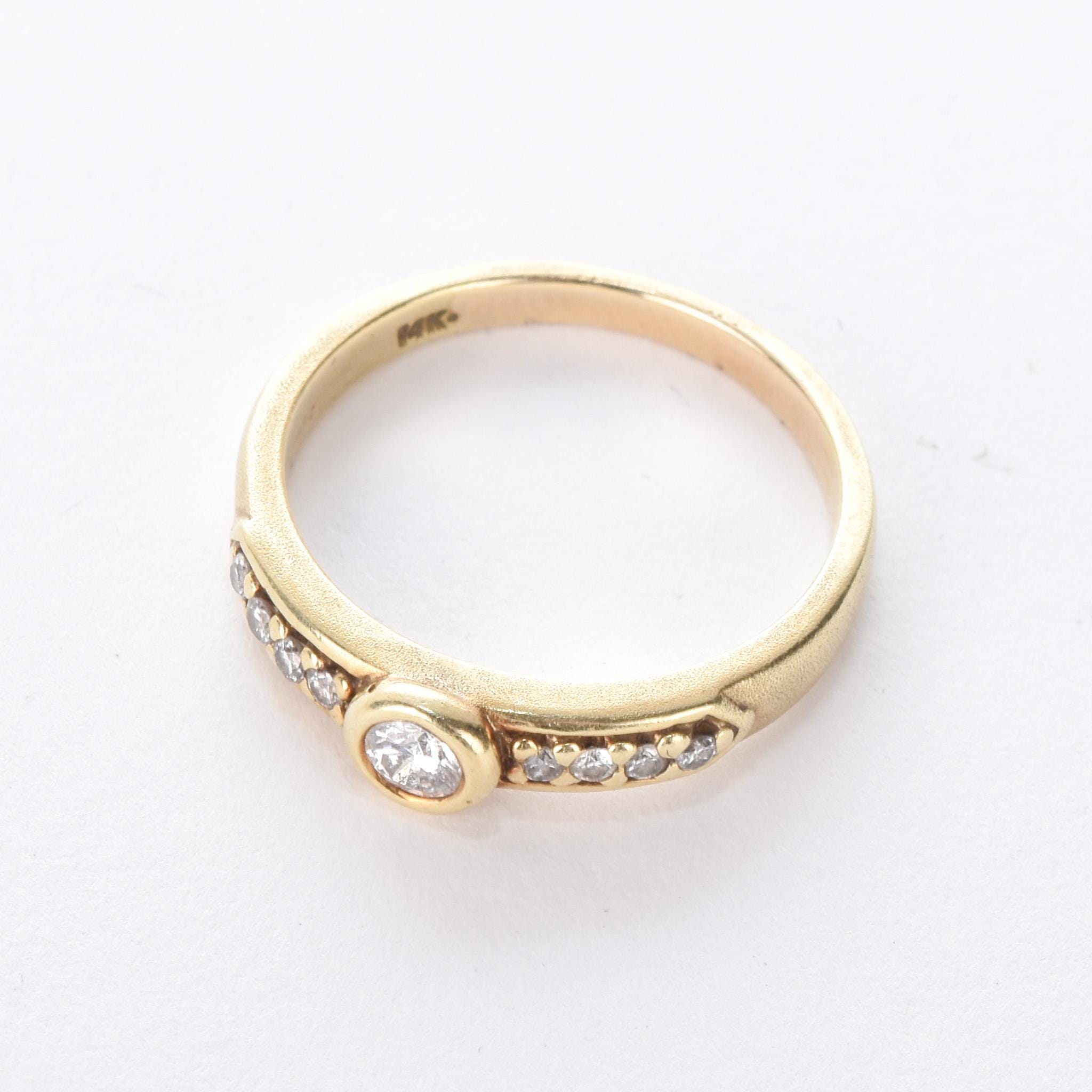 14K Gold Bezel-Set Multi-Diamond Engagement Ring
