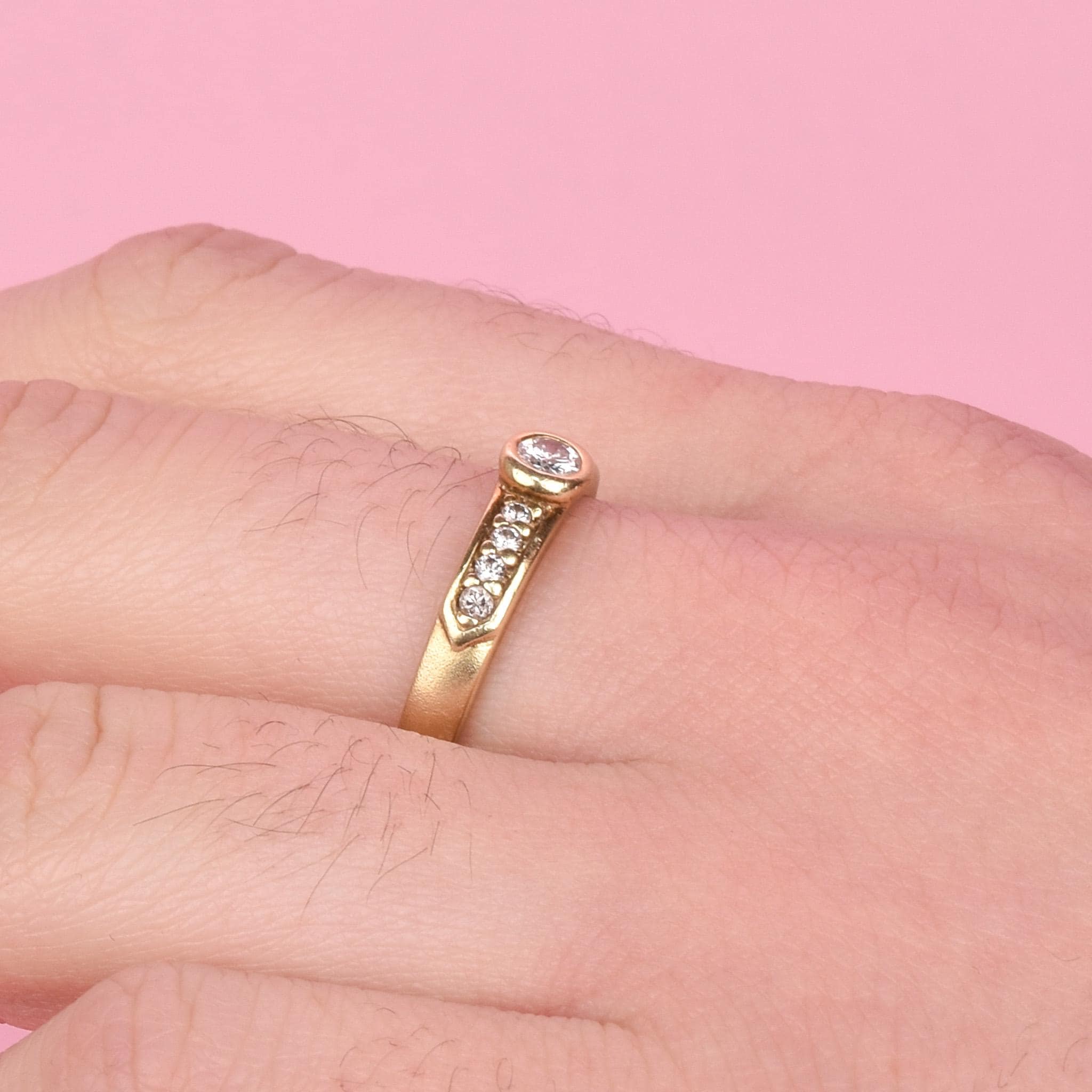 14K Gold Bezel-Set Multi-Diamond Engagement Ring