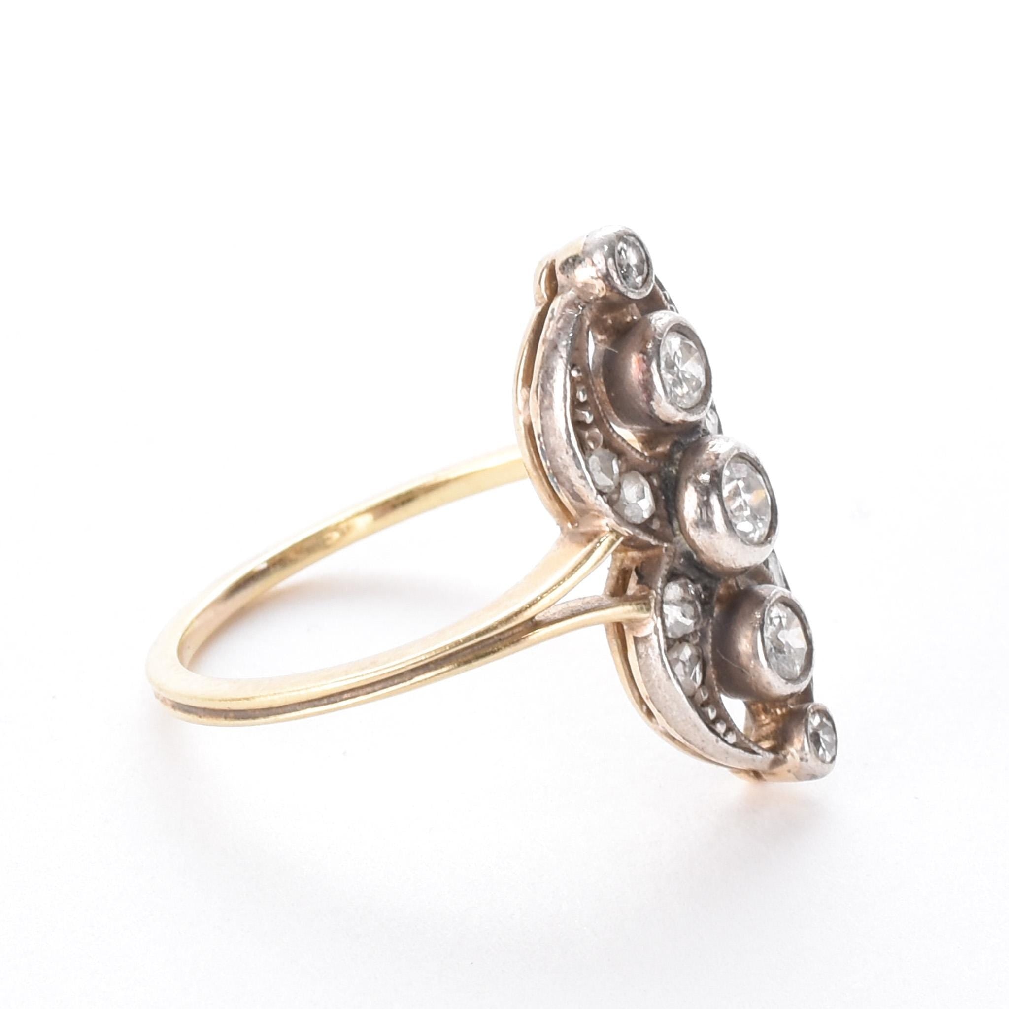 Edwardian 14K and 10K Two-Tone Gold European-Cut Diamond Ring