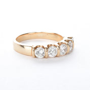 14K Gold 5 Stone Bar-Set 1.28CT Diamond Band