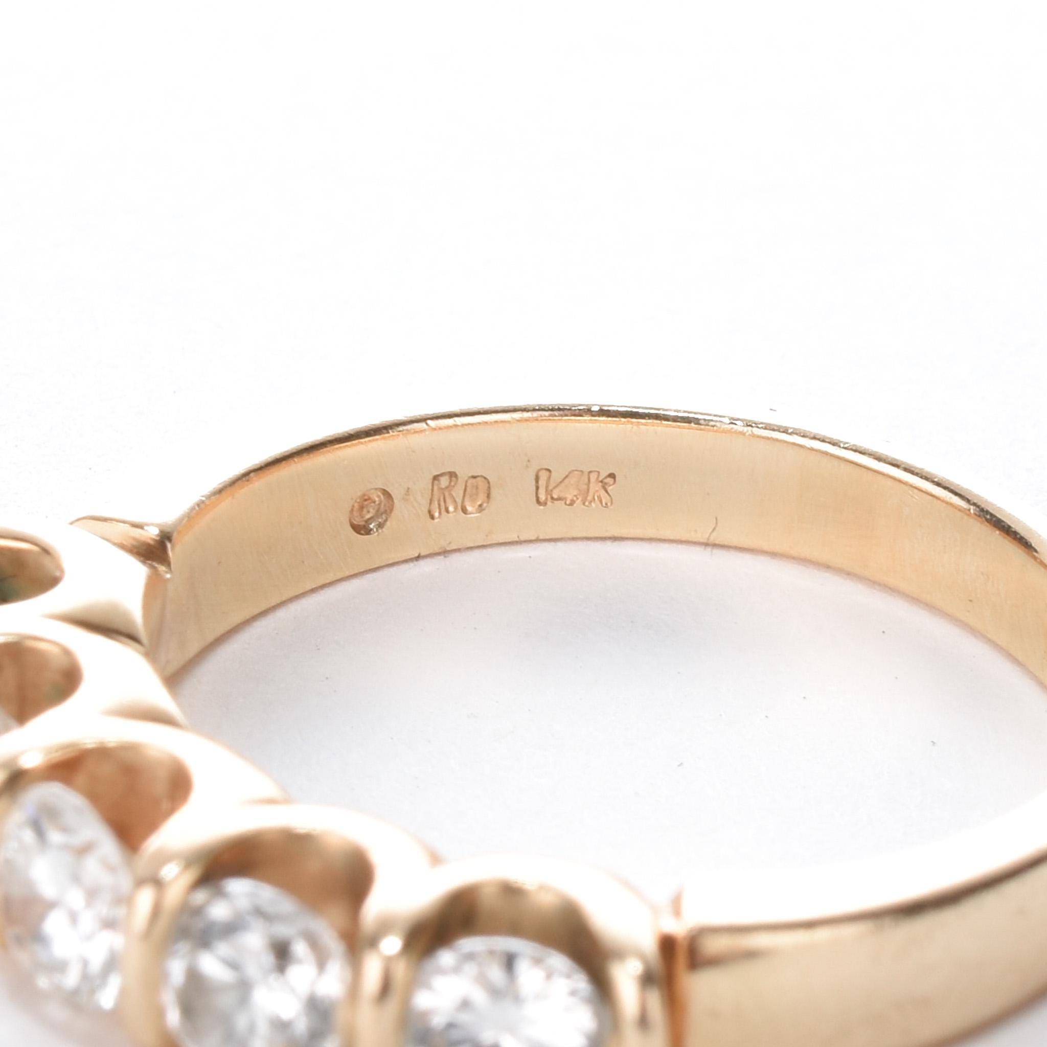 14K Gold 5 Stone Bar-Set 1.28CT Diamond Band