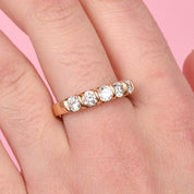 14K Gold 5 Stone Bar-Set 1.28CT Diamond Band