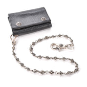 1996 Chrome Hearts Three-Fold Cross Button Wallet with 24" Silver Cross-ball Wallet Chain