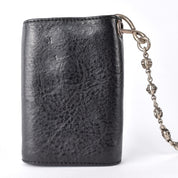 1996 Chrome Hearts Three-Fold Cross Button Wallet with 24" Silver Cross-ball Wallet Chain