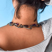 Antonia Pineda 970 Silver and Amethyst Cabochon Modernist Choker Necklace
