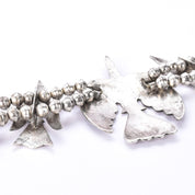 Sterling Silver Turquoise Chip Inlay Peyote Bird Squash Blossom