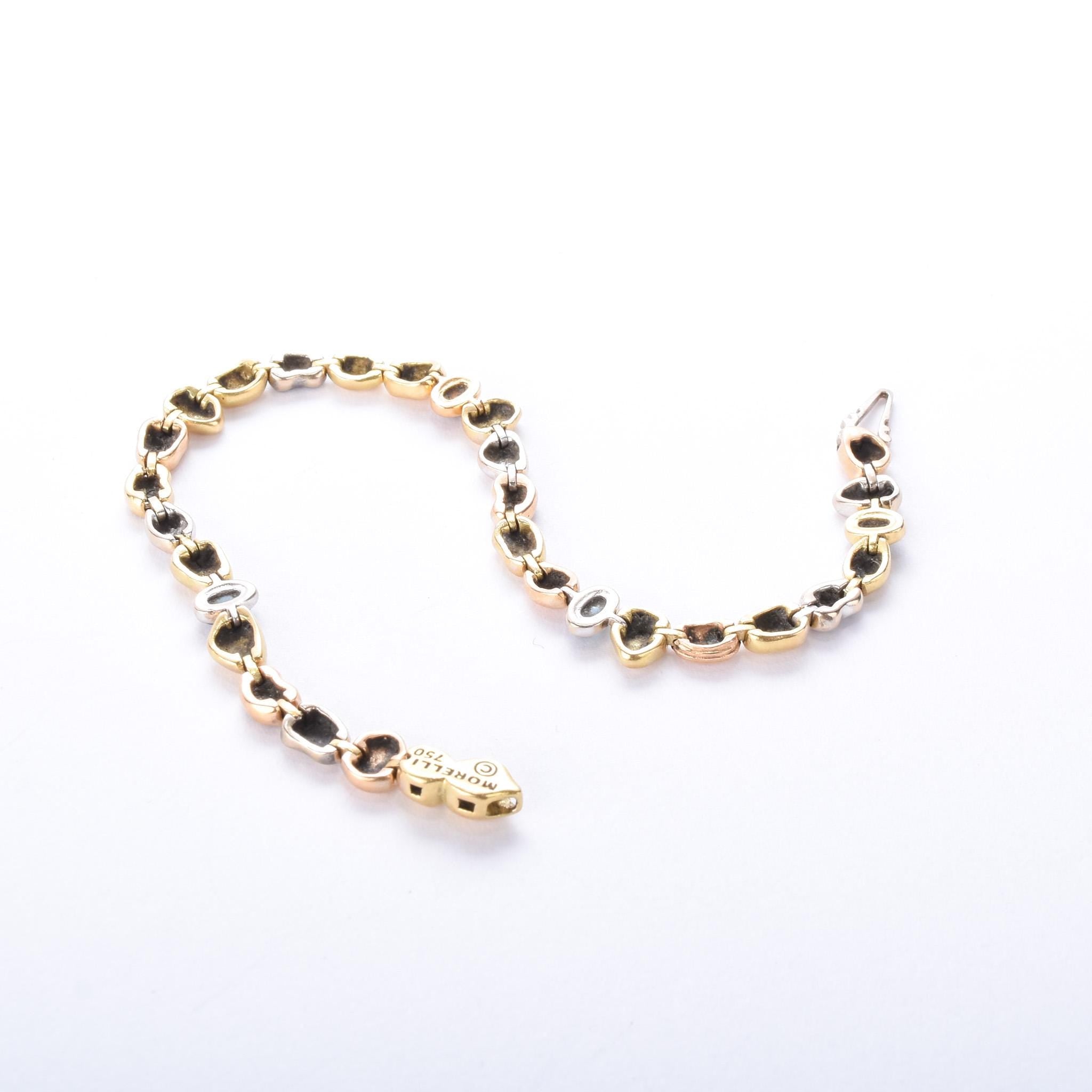 Vintage Paul Morelli Three-Tone 18K Gold Single Pebble Bracelet