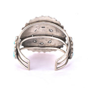 1940s Doris Ondelacy Massive Zuni Sterling Silver and Turquoise Cuff Bracelet