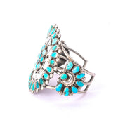 1940s Doris Ondelacy Massive Zuni Sterling Silver and Turquoise Cuff Bracelet