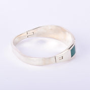 Taxco Sterling Silver Malachite & Turquoise Multi-Gemstone Inlay Bracelet