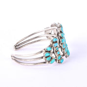 Navajo Sterling Silver Cluster Turquoise Cuff Bracelet