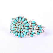 Navajo Sterling Silver Cluster Turquoise Cuff Bracelet