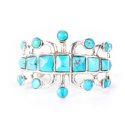 1970s Signed Jack Adakai Unique Sterling Silver & Turquoise Cuff Bracelet