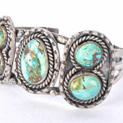 Navajo Sterling Silver & Green/Blue Turquoise Cuff Bracelet
